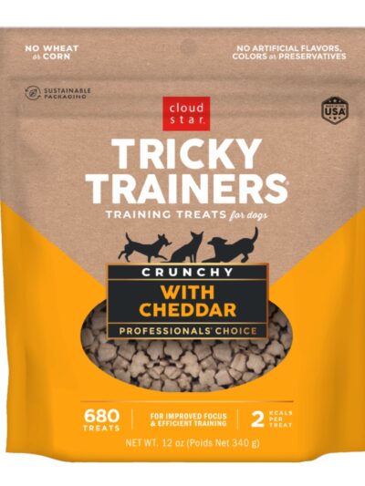 Cloud Star Crunchy Tricky Trainers Cheddar Flavor Dog Treats; 8oz. Bag