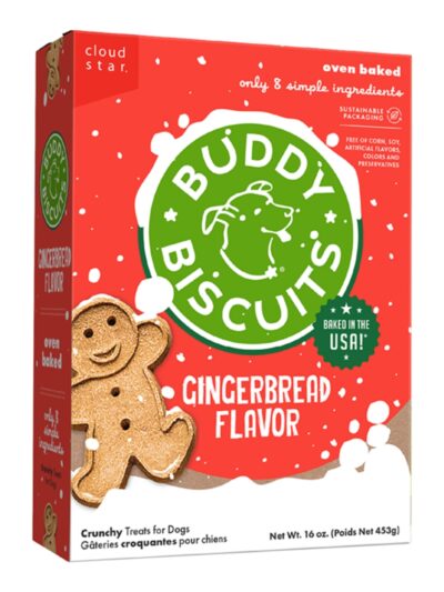 Cloud Star Dog Buddy Biscuits Crunchy Gingerbread 16oz.