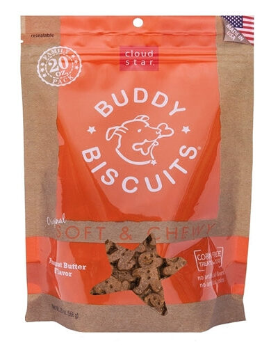 Cloud Star Original Soft and Chewy Buddy Biscuits With Peanut Butter Dog Treats; 20-Oz. Bag