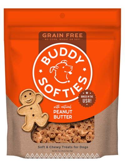 Cloud Star Grain-Free Soft and Chewy Buddy Biscuits With Homestyle Peanut Butter Dog Treats; 5oz. Bag