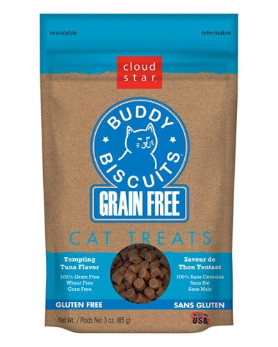 Cloud Star Grain-Free Buddy Biscuits With Tempting Tuna Cat Treats; 3oz. Bag