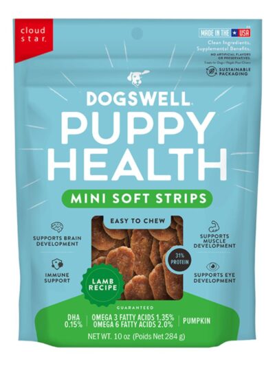 Dogswell Dog Lifestage Puppy Treats Mini Soft Strips Lamb 10Oz