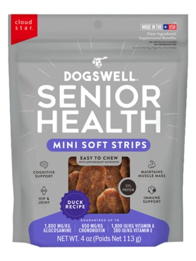 Dogswell Dog Lifestage Senior Treat Jerky Soft Strip Duck 4Oz