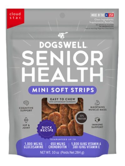 Dogswell Dog Lifestage Senior Treat Jerky Soft Strip Duck 10Oz