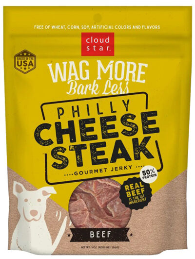 Wagmore Bark Less Dog Jerky Grain Free Philly Cheesesteak Beef 10oz.