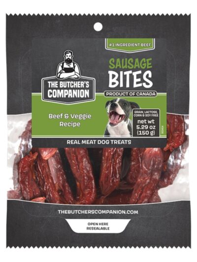 Butcher's Companion Dog Beef & Veg Sausage Bites 5.29oz.