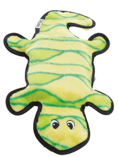 Outward Hound Invincibles Dog Toy Gecko 4 Squeakers Yellow/Green 1ea/LG
