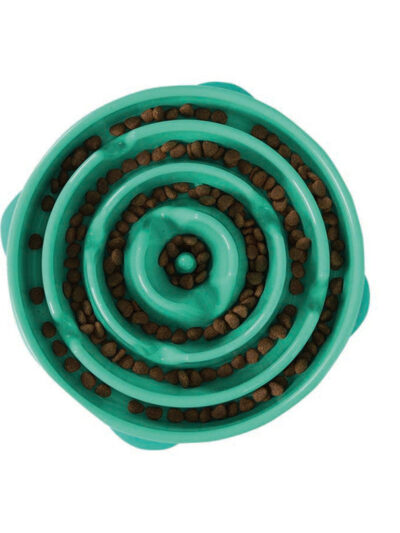 Outward Hound Fun Feeder Slo-Dog Bowl Turquoise 1ea/LG
