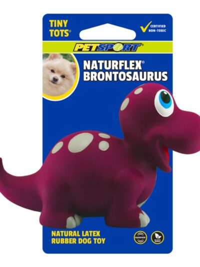 Petsport USA NaturFlex Dinosaur Latex Dog Toy Brontosaurus, 4ea/4 in, Tiny Tot