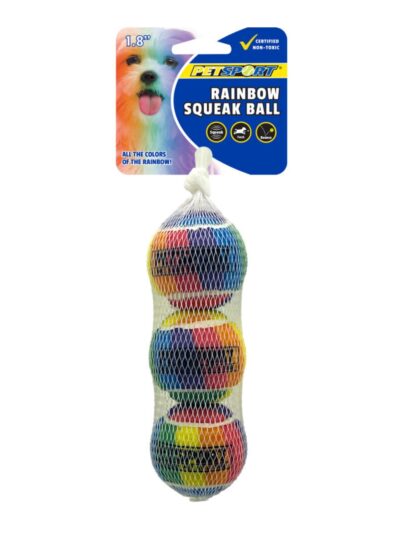 Petsport USA Rainbow Squeak Ball Dog Toy 1ea/1.8 in, 3 pk
