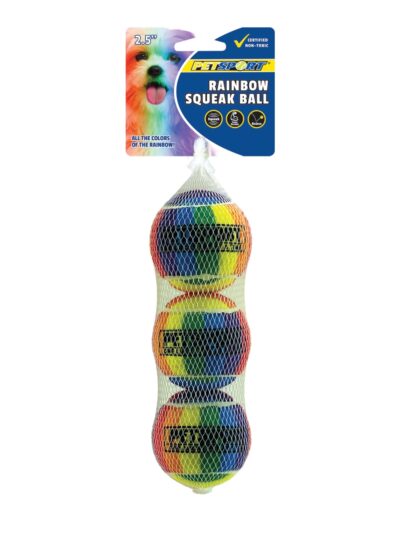 Petsport USA Rainbow Squeak Ball Dog Toy 1ea/2.5 in, 3 pk