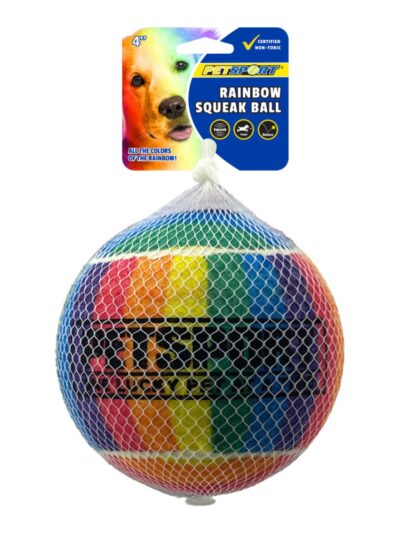 Petsport USA Rainbow Squeak Ball Dog Toy 1ea/4 in, 1 pk