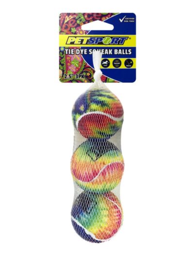 Petsport USA Tie Dye Squeak Ball Dog Toy 1ea/2.5 in, 3 pk