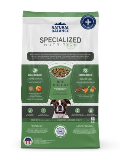 Natural Balance Pet Foods Specialized Digestive & Immune Dry Dog Food Lamb & Oatmeal, 1ea/22 lb