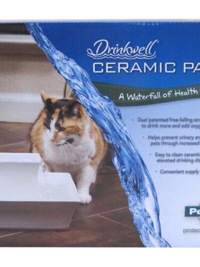 Drinkwell Pagoda Ceramic Pet Fountain White 1ea