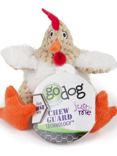 Godog Just For Me Sitting Rooster Dog Toy White Mini