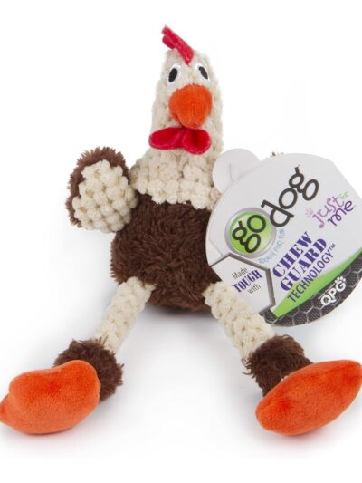 Godog Just For Me Skinny Rooster Dog Toy Brown Mini