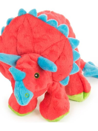 Godog Dinos Frills The Triceratops Dog Toy Red Large