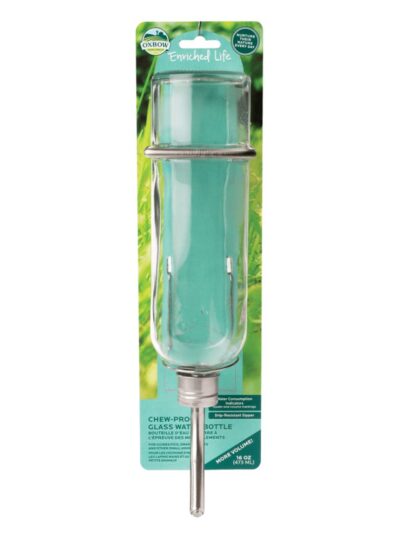 Oxbow Animal Health Enriched Life Chew Proof Glass Water Bottle Silver 1ea/16 oz