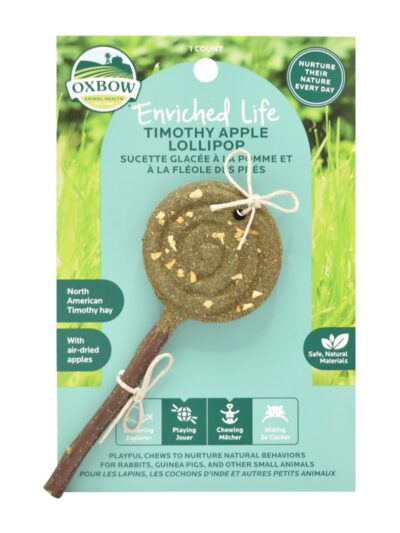 Oxbow Animal Health Enriched Life Timothy Lollipop Apple Small Animal Chew 1ea/One Size