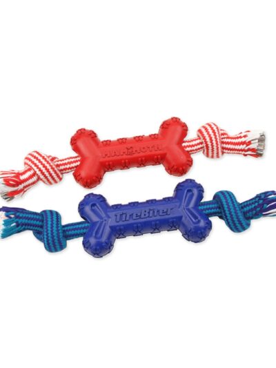 Mammoth Pet Products TireBiter Advanced Color Bone w/Extra Rope Dog Toy 1ea/LG, 7.25in.