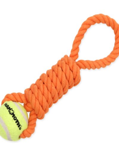 Mammoth Pet Products Twister Pull Tug w/Ball Dog Toy Orange 1ea/SM, 10 in