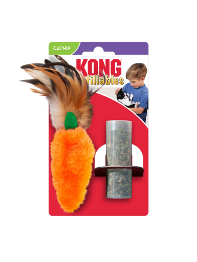 KONG Refillables Catnip Carrot with Feather Cat Toy Orange 1ea/One Size