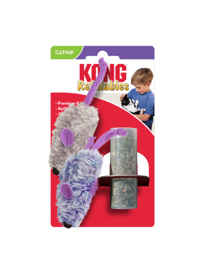 KONG Refillables Catnip Purple and Frosty Mice Cat Toy Purple, Frosty Grey 1ea/One Size, 2 pk