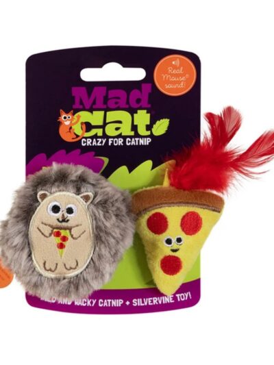 Mad Cat Pizza Hog w/Catnip Silvervine Cat Toy 1ea/2 pk