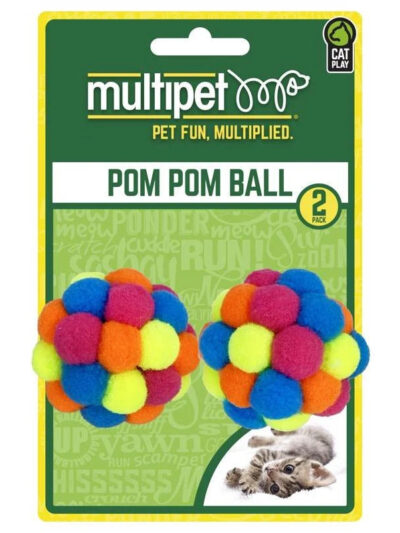 Multipet Pom Pom Ball Cat Toy 2pk