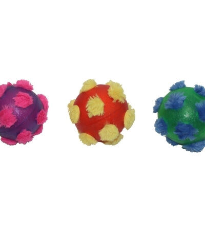 Multipet 4-TEEN Plush/Rubber Ball Dog Toy Assorted 1ea/4 in