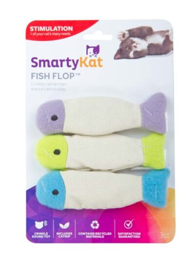 SmartyKat Fish Flop Crinkle Plush Catnip Toy Multi-Color, 1ea/3 pk