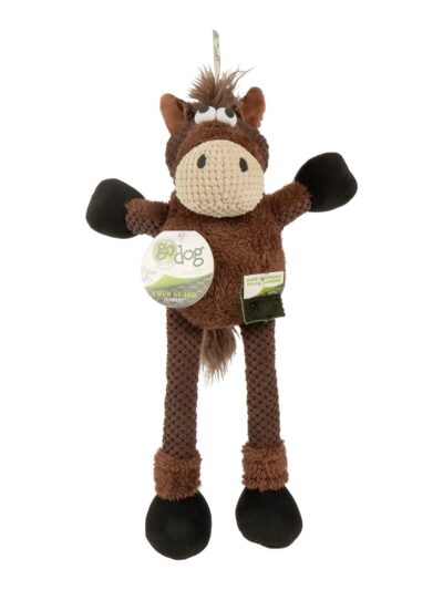 Godog Checkers Skinny Horse Dog Toy Brown Large