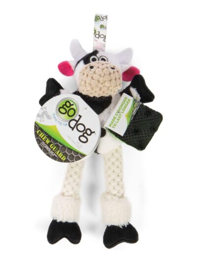 Godog Checkers Skinny Cow Dog Toy Black/White Mini