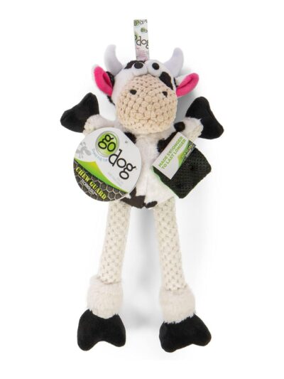 Godog Checkers Skinny Cow Dog Toy Black/White Small