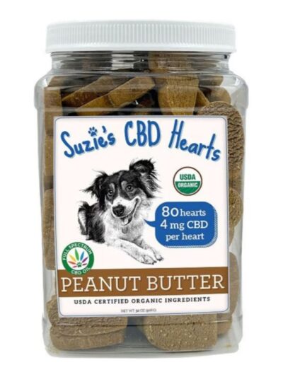 Suzie's CBD Hearts For Dogs Bulk Jar Peanut Butter 80 Ct-32oz.