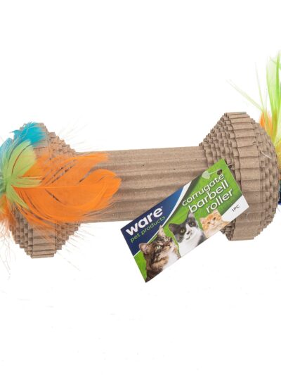Ware Corrugated Barbell Roller Cat Toy 6 x 3 x 3in.
