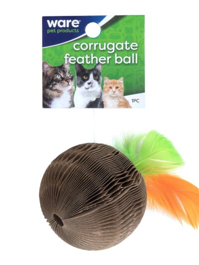 Ware Corrugated Feather Ball Cat Toy