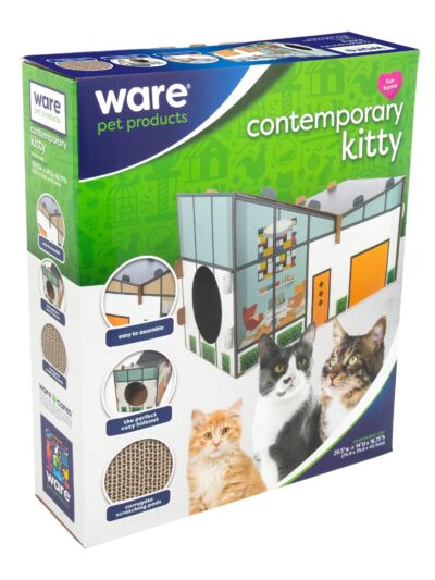 Ware Contemporary Kitty Carboard Play House 27.75 x 14 x 17.5in.