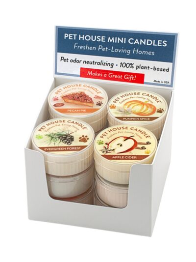 Pet House Fall/Winter Mini Candle Mixed Case, 3 Each Of: Pumpkin Spice, Apple Cider, Evergreen Forest, Pecan Pie