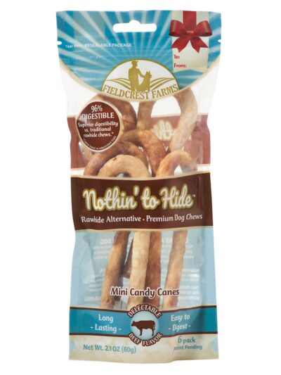 Fieldcrest Farms Nothin To Hide Mini Candy Cane Dog Treats Beef 1ea/6 pk