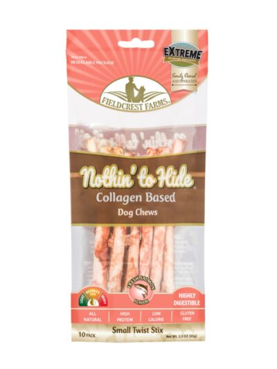 Fieldcrest Farms Nothin' to Hide Collagen Twist Stix Dog Chew Salmon, 1ea/Small, 10 pk