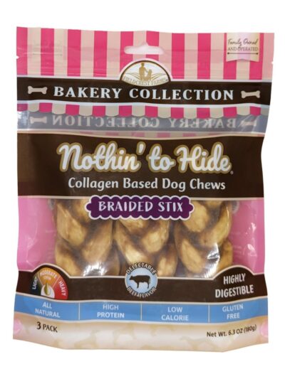 Fieldcrest Farms Nothin' To Hide Bakery Collection Dog Treat Braided Stix, Beef, 1ea/5.5 in, 3 pk