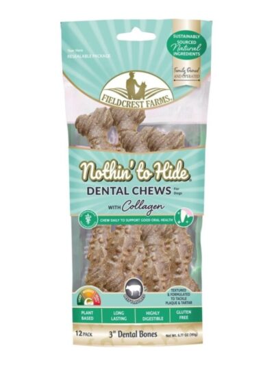 Fieldcrest Farms Nothin' to Hide Dental Bone Collagen Dog Chew Beef, 1ea/3 in, 12 pk
