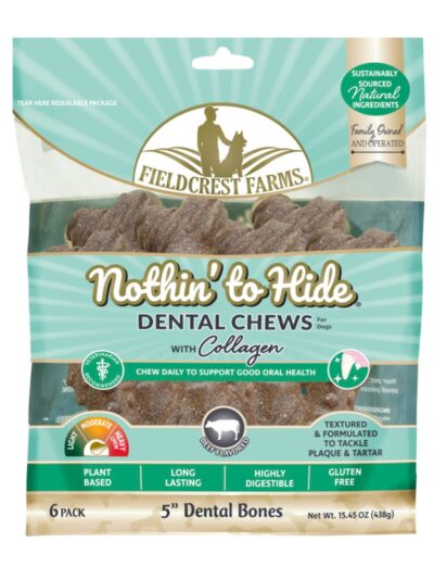 Fieldcrest Farms Nothin' to Hide Dental Bone Collagen Dog Chew Beef, 1ea/5 in, 6 pk