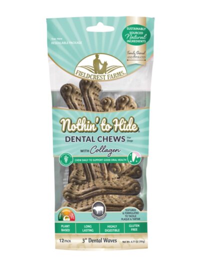 Fieldcrest Farms Nothin' to Hide Dental Wave Collagen Dog Chew Beef, 1ea/3 in, 12 pk