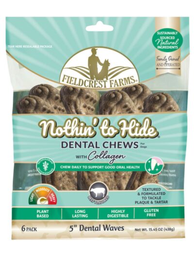 Fieldcrest Farms Nothin' to Hide Dental Wave Collagen Dog Chew Beef, 1ea/5 in, 6 pk