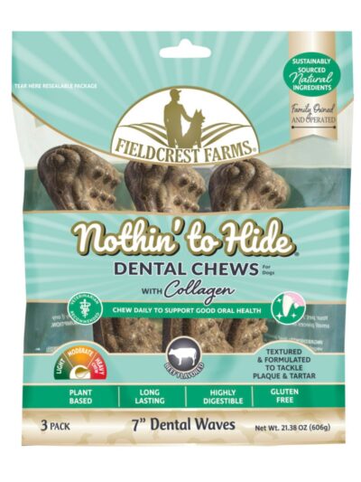 Fieldcrest Farms Nothin' to Hide Dental Wave Collagen Dog Chew Beef, 1ea/7 in, 3 pk