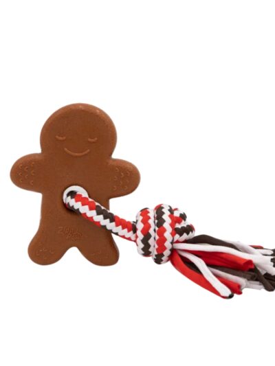 Zippypaws Holiday Teether Gingerbread Man Brown/Red/White Small