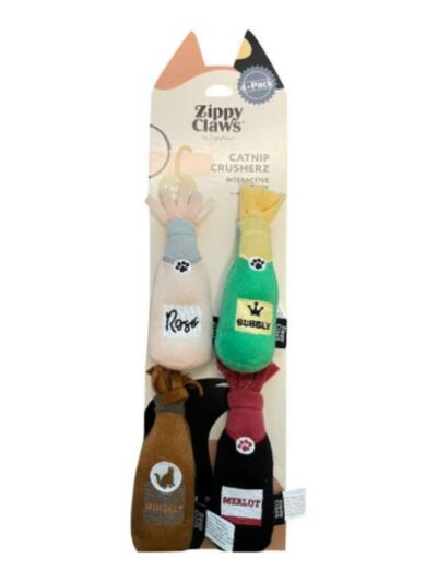 Zippyclaws Catnip Crusherz Rose/Bbbly/Whsky/Merlot Small-4 Pk